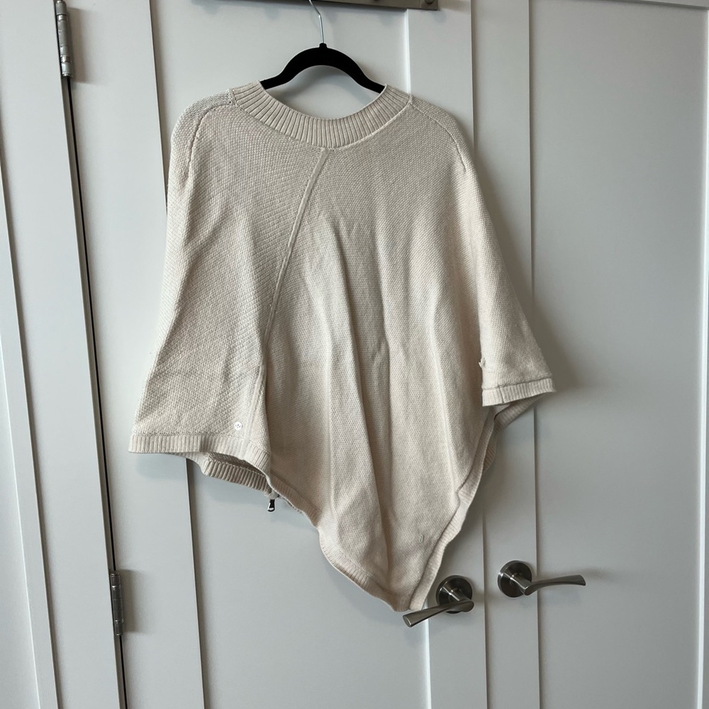 Lululemon Cream Asymmetrical Zip Knit Poncho Sweater - Picture 5 of 14